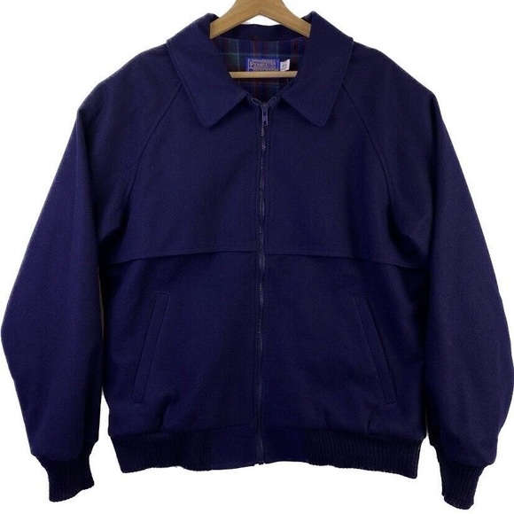 Pendleton Other - Vintage Pendleton Men’s Bomber Jacket Size M Navy Blue Pure Virgin Wool 💙💙💙